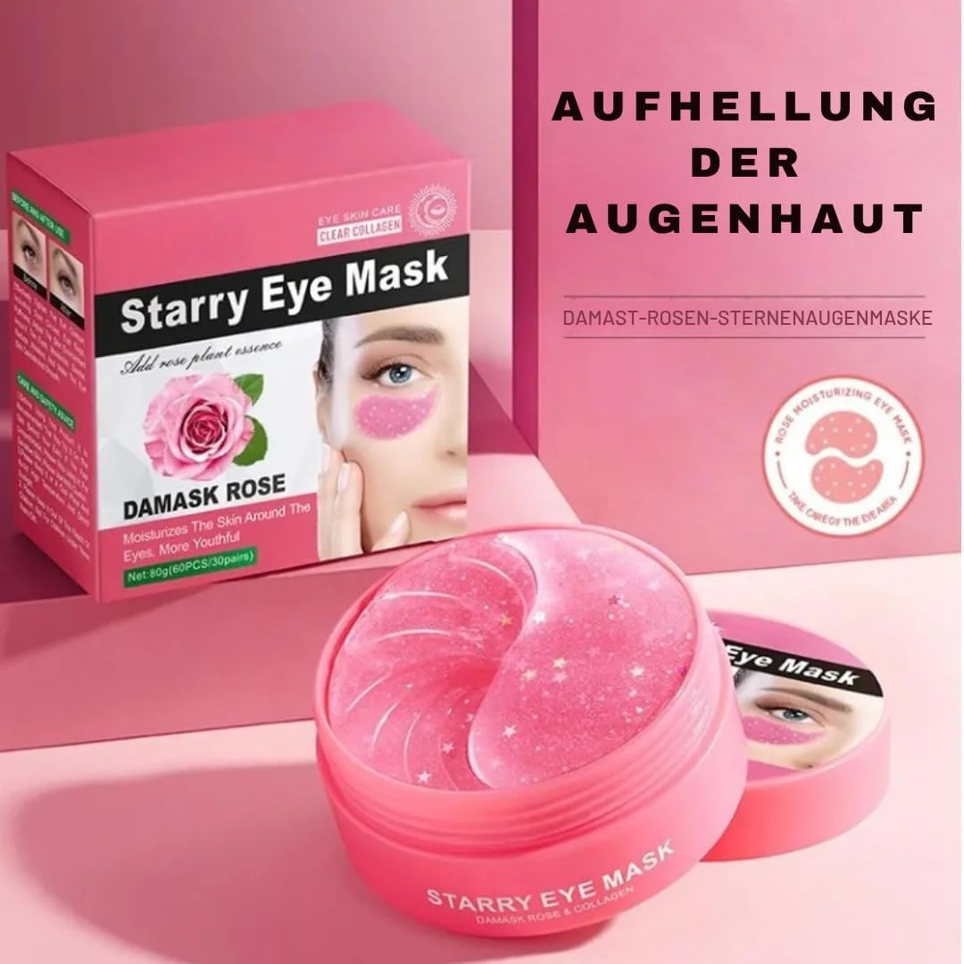 پک 60 عددی پدهای دور چشم کلاژن گل رز ستاره ای - ماسک دور چشم هیدروژل با اسید هیالورونیک و 10 ویتامین - مراقبت از چشم ضد پیری، ضد چروک، سیاهی و پف زیر چشم - ماسک مرطوب کننده دور چشم گل رز