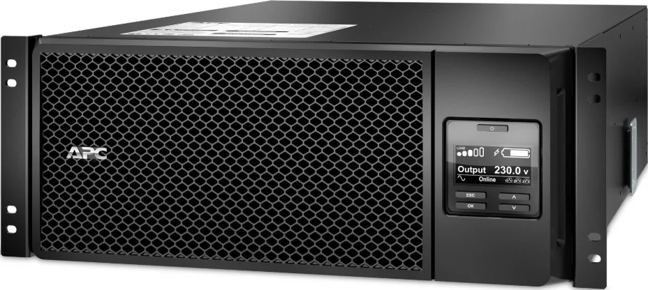 محافظ برق آنلاین APC Smart-UPS SRT 6000 VA RM 230V، بای‌پس داخلی خودکار، محافظت آنلاین توان با تبدیل دوگانه واقعی، نشانگرهای وضعیت LED | SRT6KRMXLI