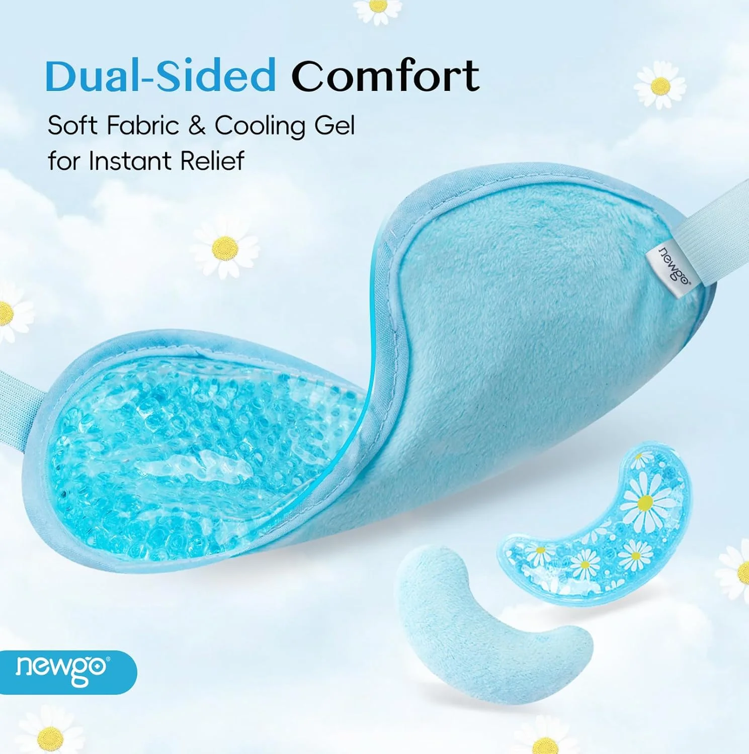 ماسک چشم خنک کننده NEWGO، پدهای زیر چشم ژلی برای سیاهی دور چشم، پف زیر چشم، برای چشم های متورم، میگرن، خشکی چشم، بعد از جراحی، هدیه برای خانم ها
