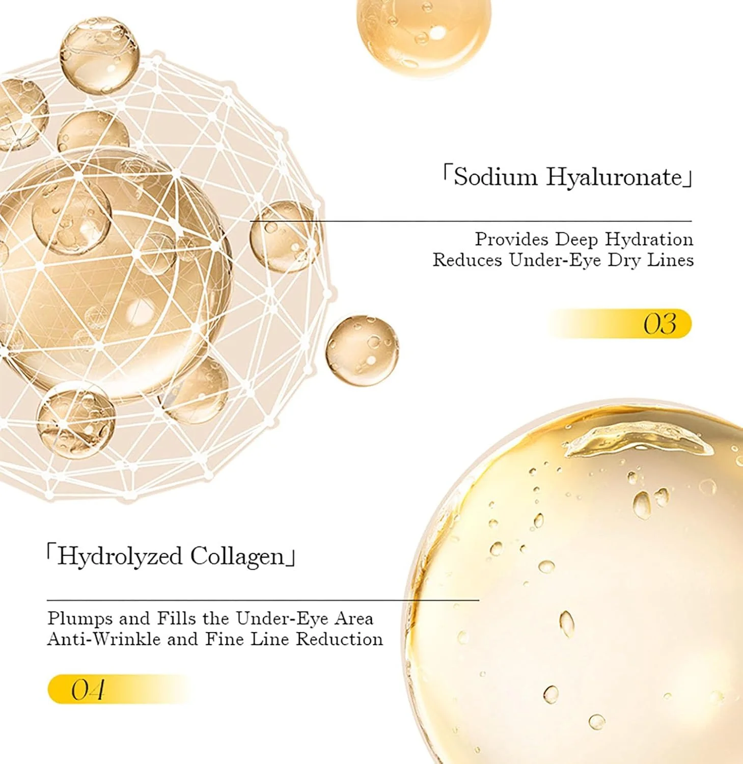 پدهای مراقبت از چشم (5 جفت) - ماسک چشم سفت کننده هیدروژل - ماسک چشم سفت کننده مرطوب کننده 360 درجه - ضد پیری، ضد چروک، روشن کننده حلقه های تیره، کند کننده چروک