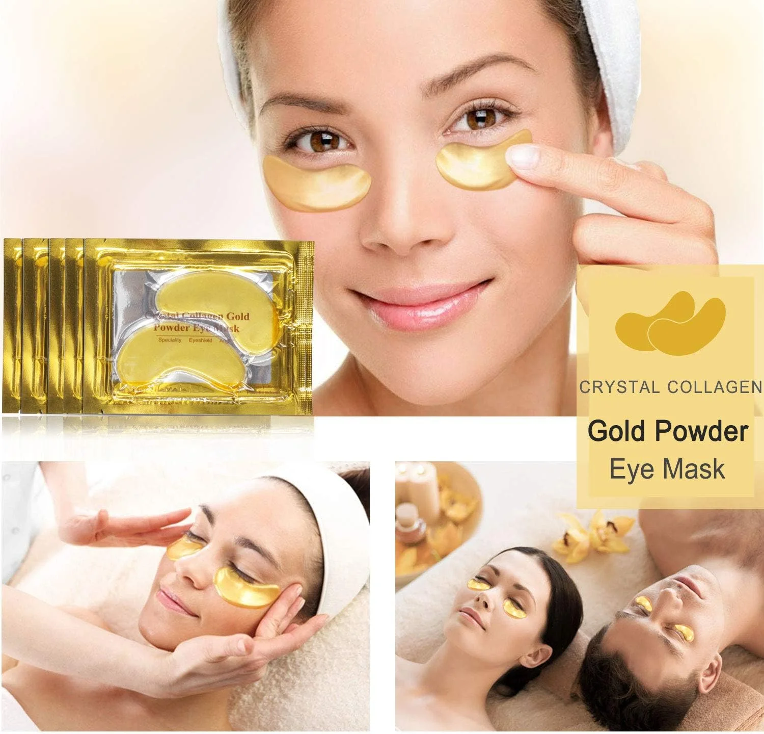 پچ زیر چشم کلاژن، ماسک طلایی 24K برای رفع تیرگی، پف و چین و چروک دور چشم، 20 عدد