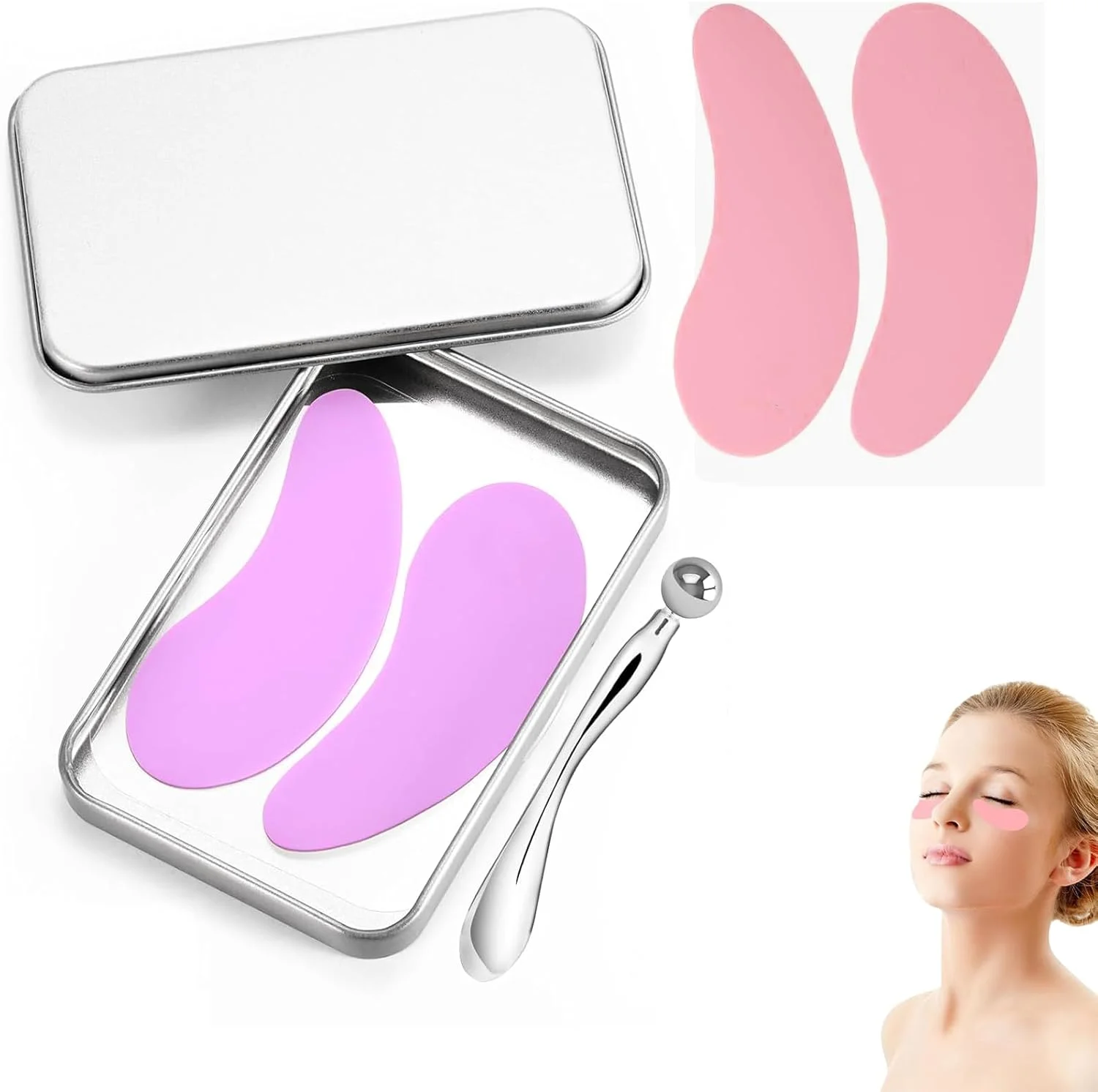 2 عدد ماسک زیر چشم سیلیکونی قابل استفاده مجدد - سازگار با محیط زیست، آبرسان و پشتیبانی از استحکام پوست، کمک به کاهش خطوط ریز، پف چشم، حلقه‌های تیره - پدهای ژلی ضد حساسیت برای چشم‌های خسته