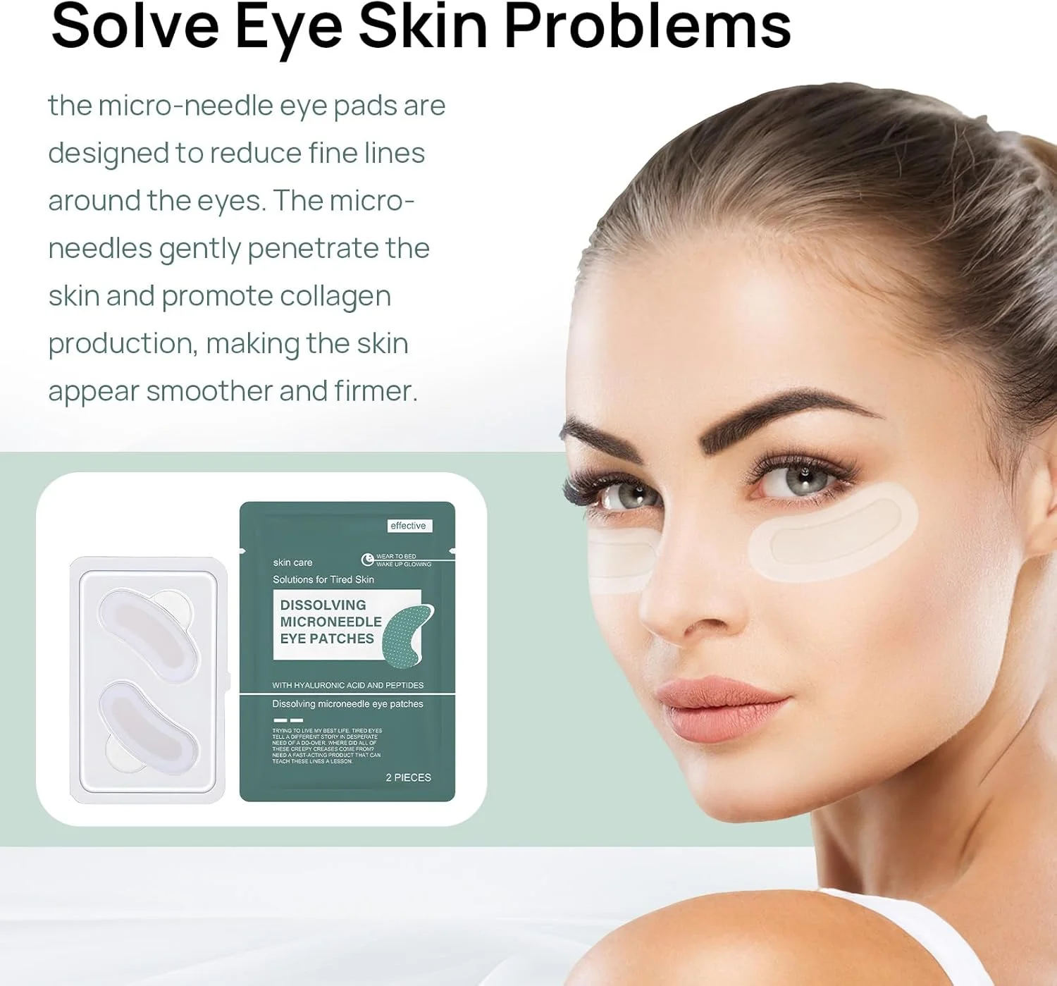 پچ های میکرونیدل هیالورونیک، پچ های ضد چروک برای پف و سیاهی زیر چشم، 6 عددی