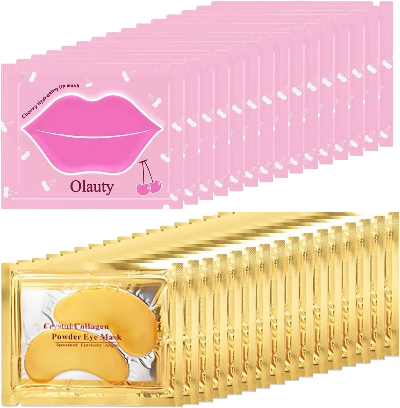 ماسک چشم و لب طلای 24 عیار، پدهای زیر چشم کلاژن ژلی کریستالی ضد چروک برای پف چشم، پدهای مراقبت از لب و چشم خنک کننده و ژل مرطوب کننده برای سیاهی و چروک