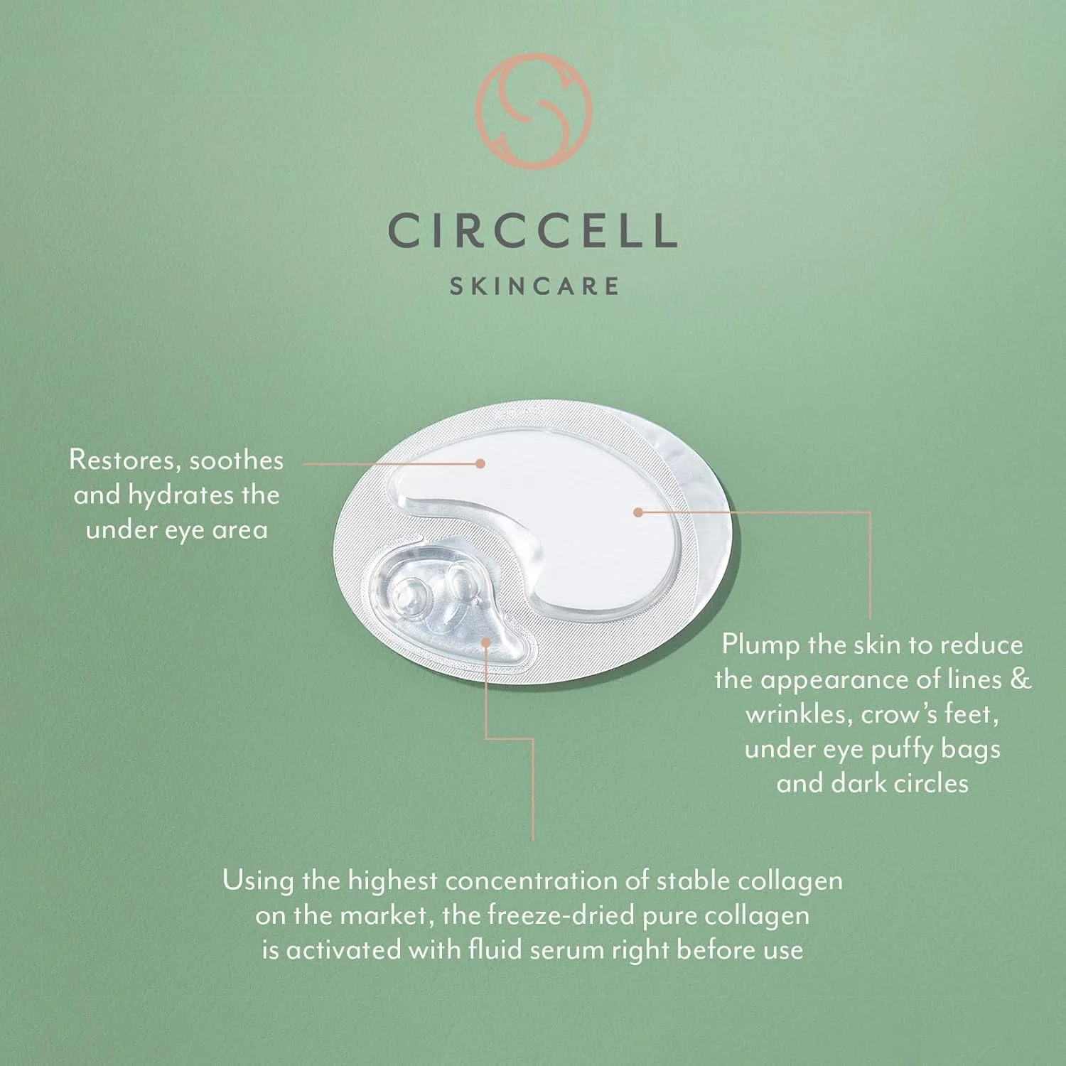 ماسک های درمانی کلاژن دور چشم CIRCCELL Insight، ماسک کلاژن دور چشم، درمان سیاهی دور چشم، پدهای زیر چشم، 4 عدد