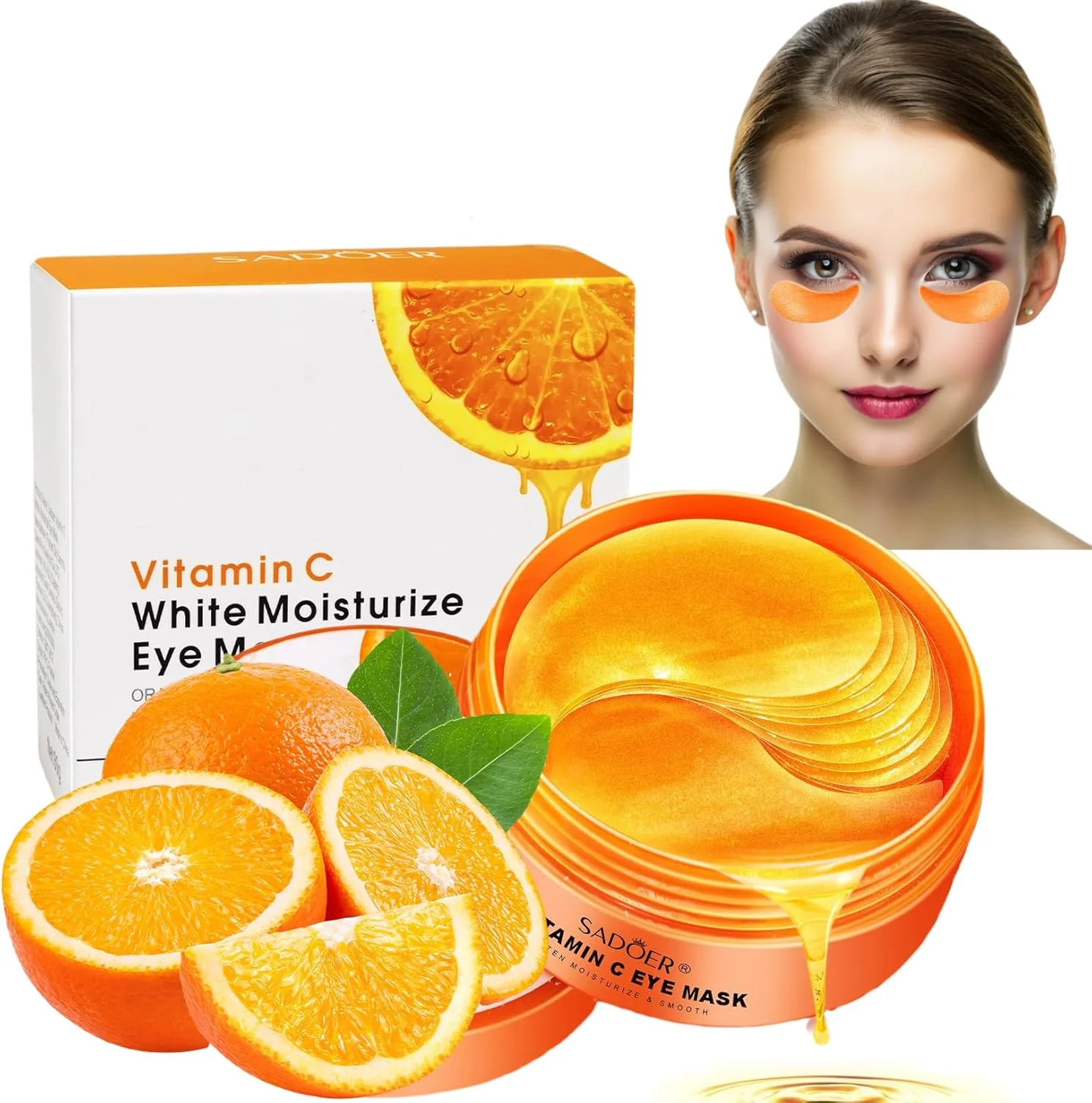 پچ های ژلی زیر چشم پرتقالی احیا کننده 60 عددی، روشن کننده تیرگی دور چشم، ماسک های آبرسان چشم برای پف و چین و چروک، راه حل طراوت بخش مراقبت از پوست برای همه