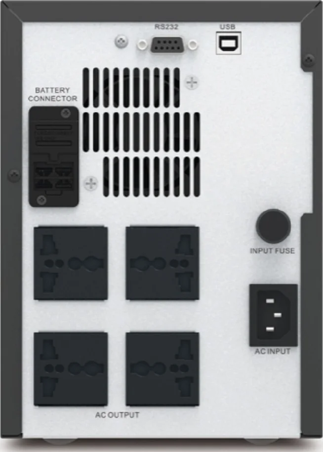 منبع تغذیه بدون وقفه APC مدل SMV 1000VA Easy UPS، خروجی یونیورسال، کابل برق UK، ولتاژ ورودی 230 ولت، توان نامی 700 وات، غیر قابل نصب در رک، مشکی | SMV1000I-MSX