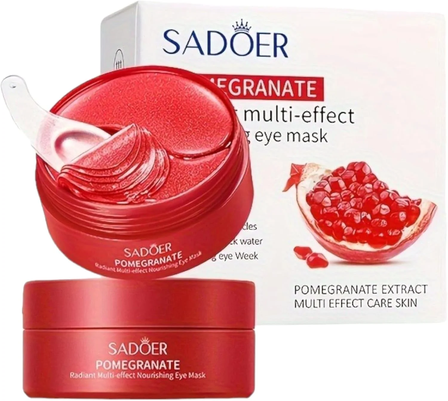 پد زیر چشم حاوی عصاره انار، 60 عددی، ماسک ژلی آبرسان برای احیای پوست، درمان آبرسان و تسکین دهنده برای سیاهی و پف زیر چشم