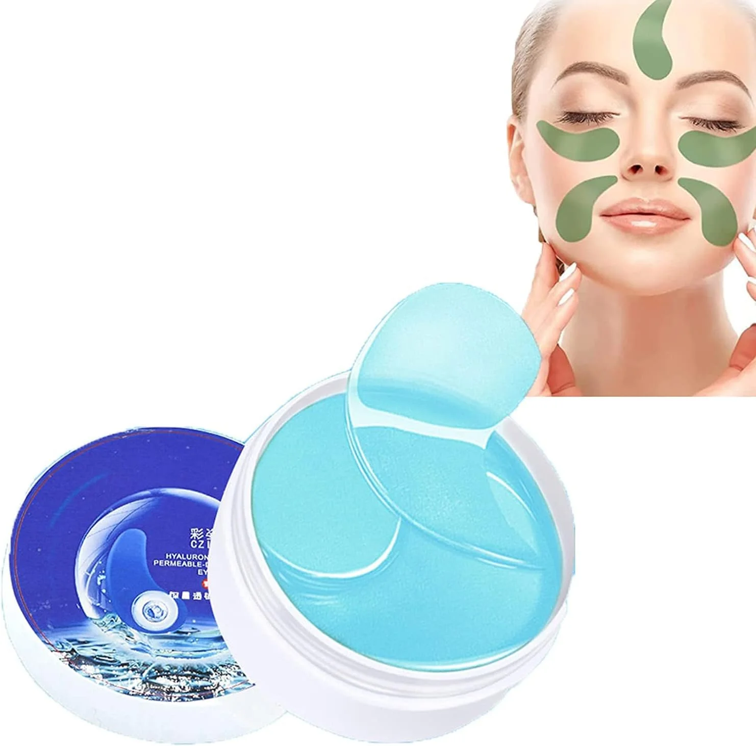 ماسک چشم جلبک دریایی سفت کننده 60 عددی، ماسک چشم کلاژن، پچ های آبرسان ضد چروک، پچ های زیر چشم برای پف زیر چشم، کاهش چین و چروک زیر کیسه های چشم (F)