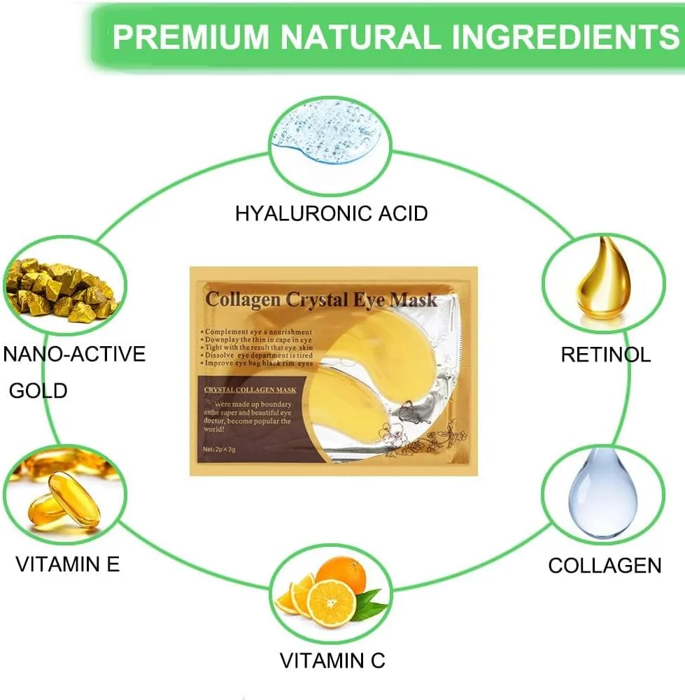 ۱۰ جفت پد ژلی زیر چشم کلاژن کریستالی طلای ۲۴ عیار، ماسک صورت ضد پیری و چروک برای رفع سیاهی دور چشم، ضد چروک، پف چشم، مراقبت از پوست، آبرسان و تسکین دهنده ۱۰ جفت پد ژلی زیر چشم کلاژن کریستالی طلای ۲۴ عیار، ماسک صورت ضد پیری و چروک برای رفع سیاهی دور چشم، ضد چروک، پف چشم، مراقبت از پوست، آبرسان و تسکین دهنده