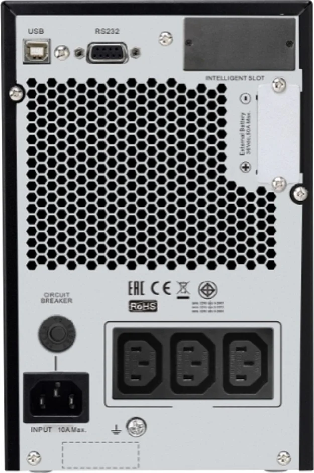 منبع تغذیه بدون وقفه آنلاین ایزی APC SRV 1000VA، ولتاژ خروجی 230 ولت، با بسته باتری با زمان کارکرد طولانی، طول 1.5 متر، مشکی | SRV1KIL