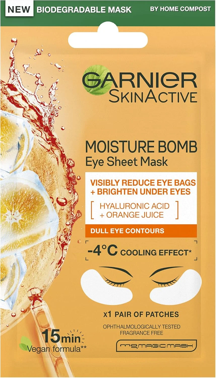 ماسک دور چشم گارنیه مدل Moisture Bomb با عصاره پرتقال و هیالورونیک اسید، آبرسان و روشن کننده پوست زیر چشم، کاهش دهنده ظاهر پف زیر چشم، ماسک بافت گیاهی، 6 گرم ماسک دور چشم گارنیه مدل Moisture Bomb با عصاره پرتقال و هیالورونیک اسید، آبرسان و روشن کننده پوست زیر چشم، کاهش دهنده ظاهر پف زیر چشم، ماسک بافت گیاهی، 6 گرم