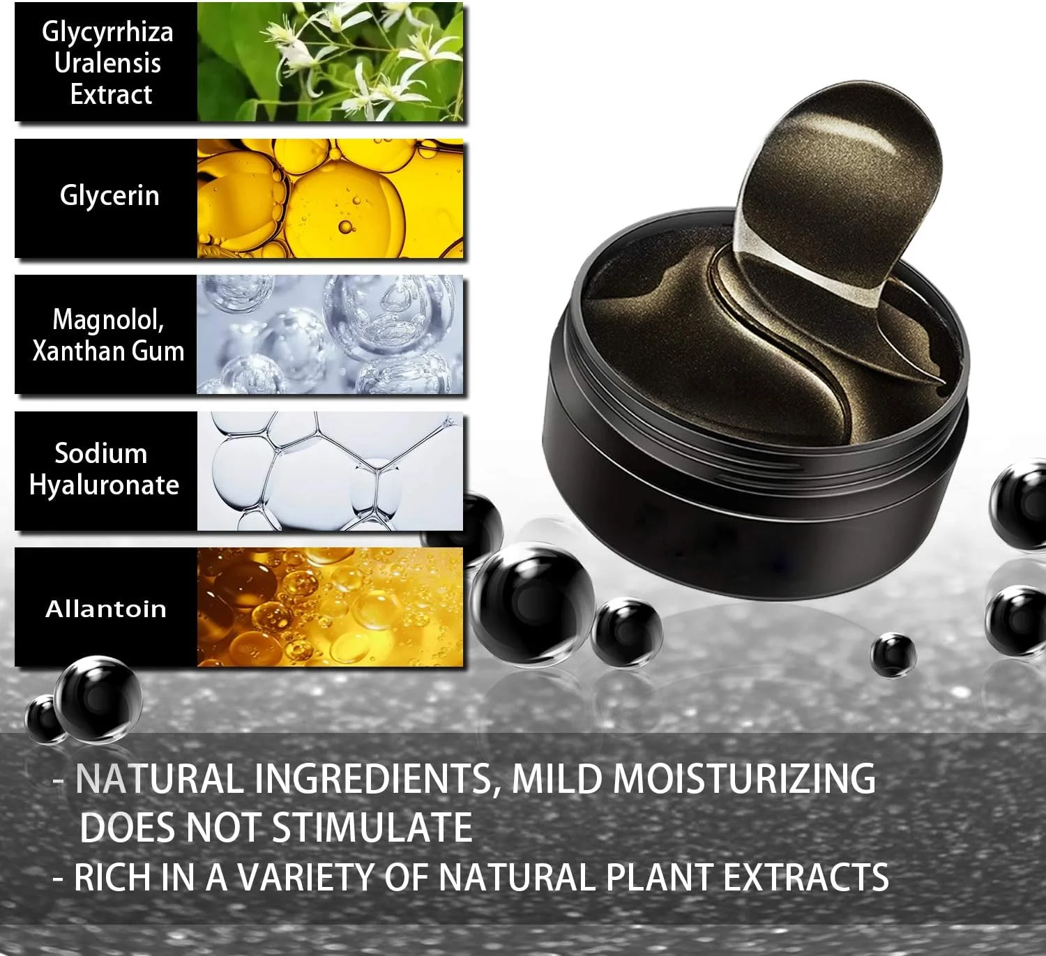 پد زیر چشم، ماسک چشم مروارید سیاه، درمان سیاهی و پف زیر چشم، 60 عدد پد ژلی کلاژن برای کاهش چین و چروک، ضد پیری، خطوط ریز و پف زیر چشم مناسب خانم ها و آقایان