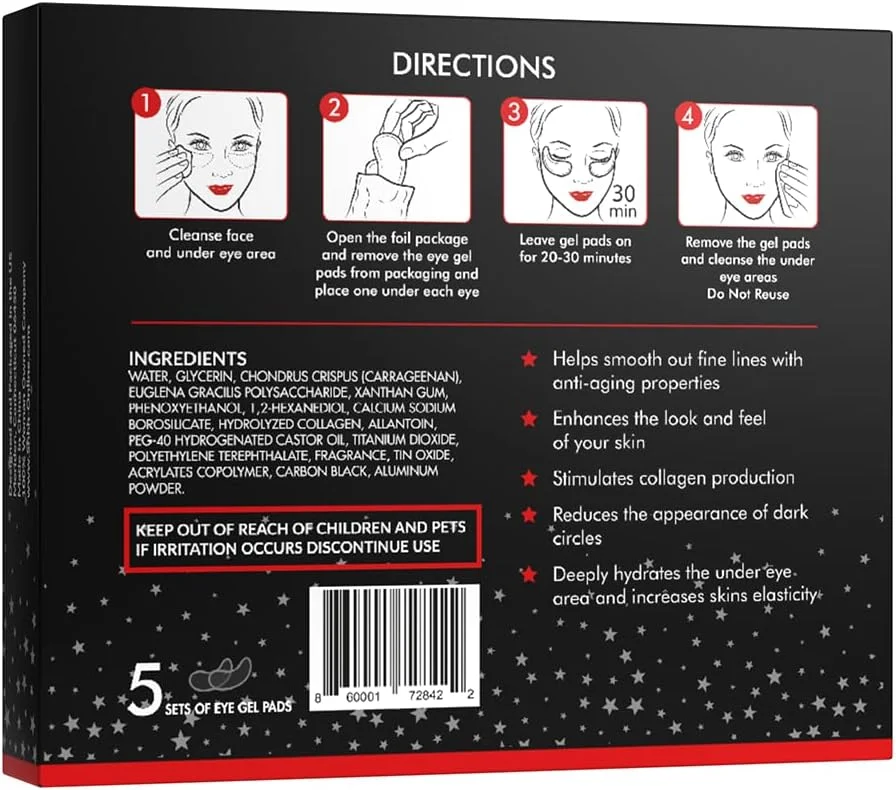 ماسک مرطوب کننده زیر چشم کلاژن | ماسک چشم برای چین و چروک، پف، سیاهی دور چشم، ضد پیری | درمان چشم تقویت شده با اکلیل (5 جفت)