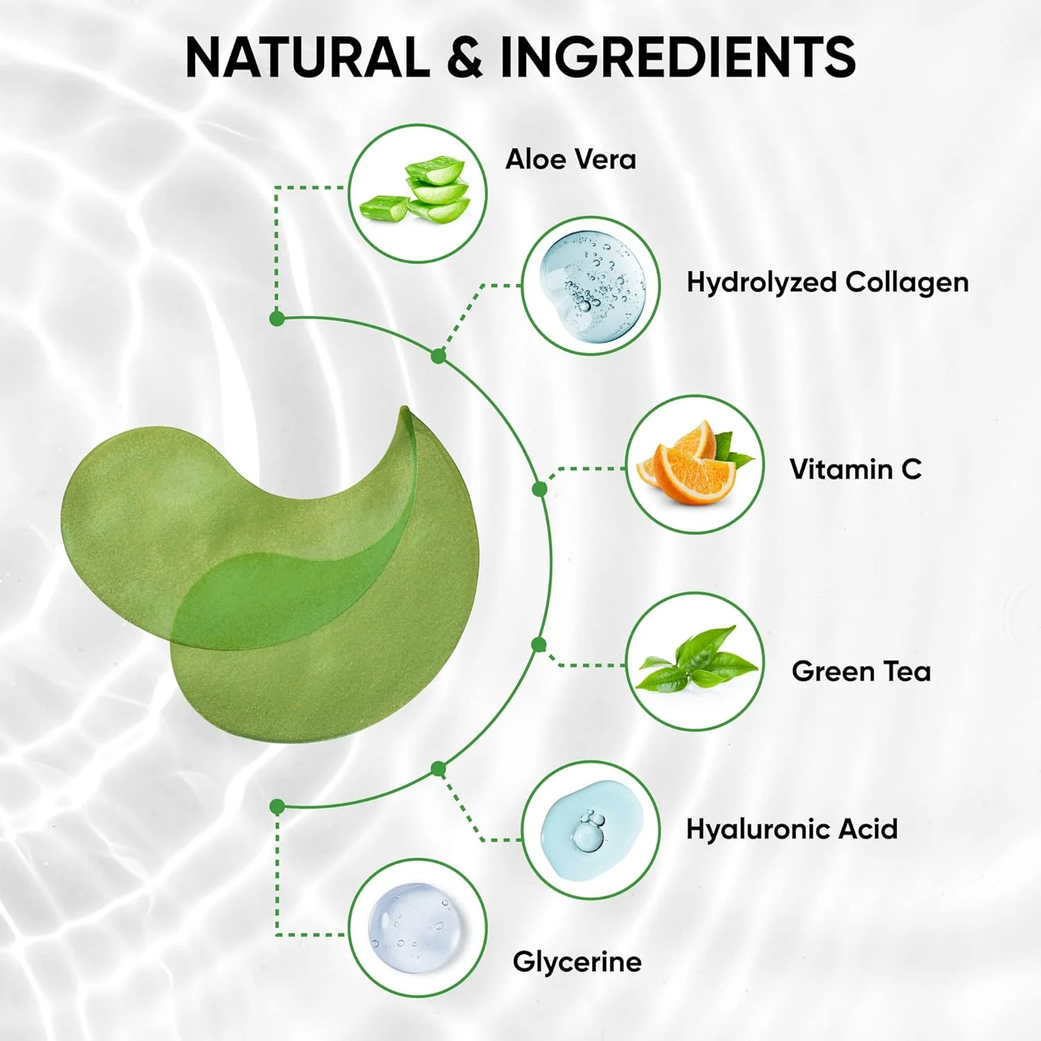 ماسک زیر چشم لورلیز لب برای پف، سیاهی دور چشم، کیسه های زیر چشم، پف کردگی، چروک با کلاژن - آبرسان - مراقبت از پوست چای سبز - ماسک های درمانی ضد پیری - 60 پد ژلی زیر چشم
