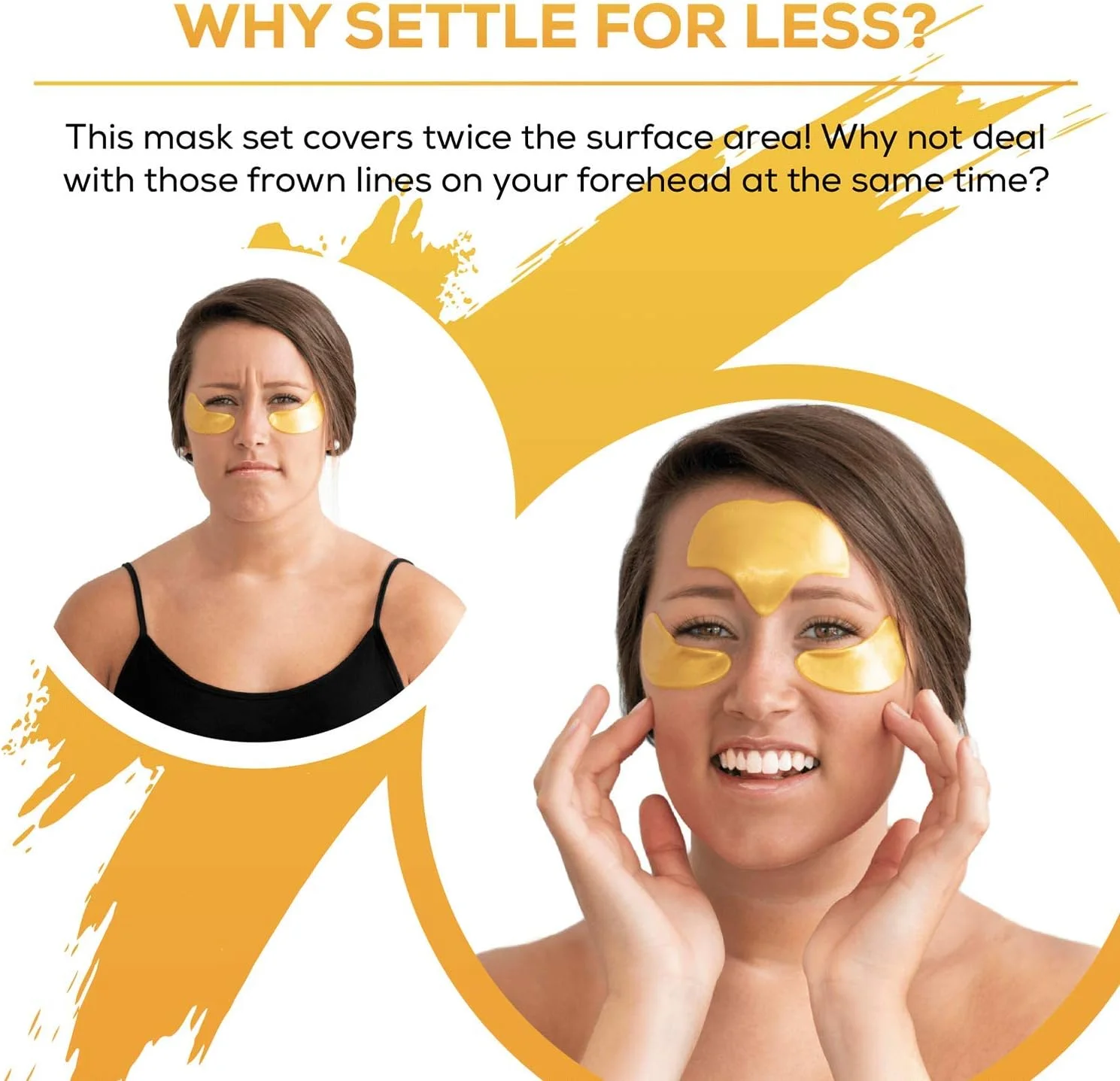 ماسک های طلایی چشم، به همراه پدهای پیشانی، پچ های کلاژن برای پف زیر چشم، حلقه های تیره، گودی، پوشش بیشتر چشم نسبت به هر درمان دیگری، ماسک زیر چشم، کلاژن طبیعی، نانو طلا، اسید هیالورونیک.