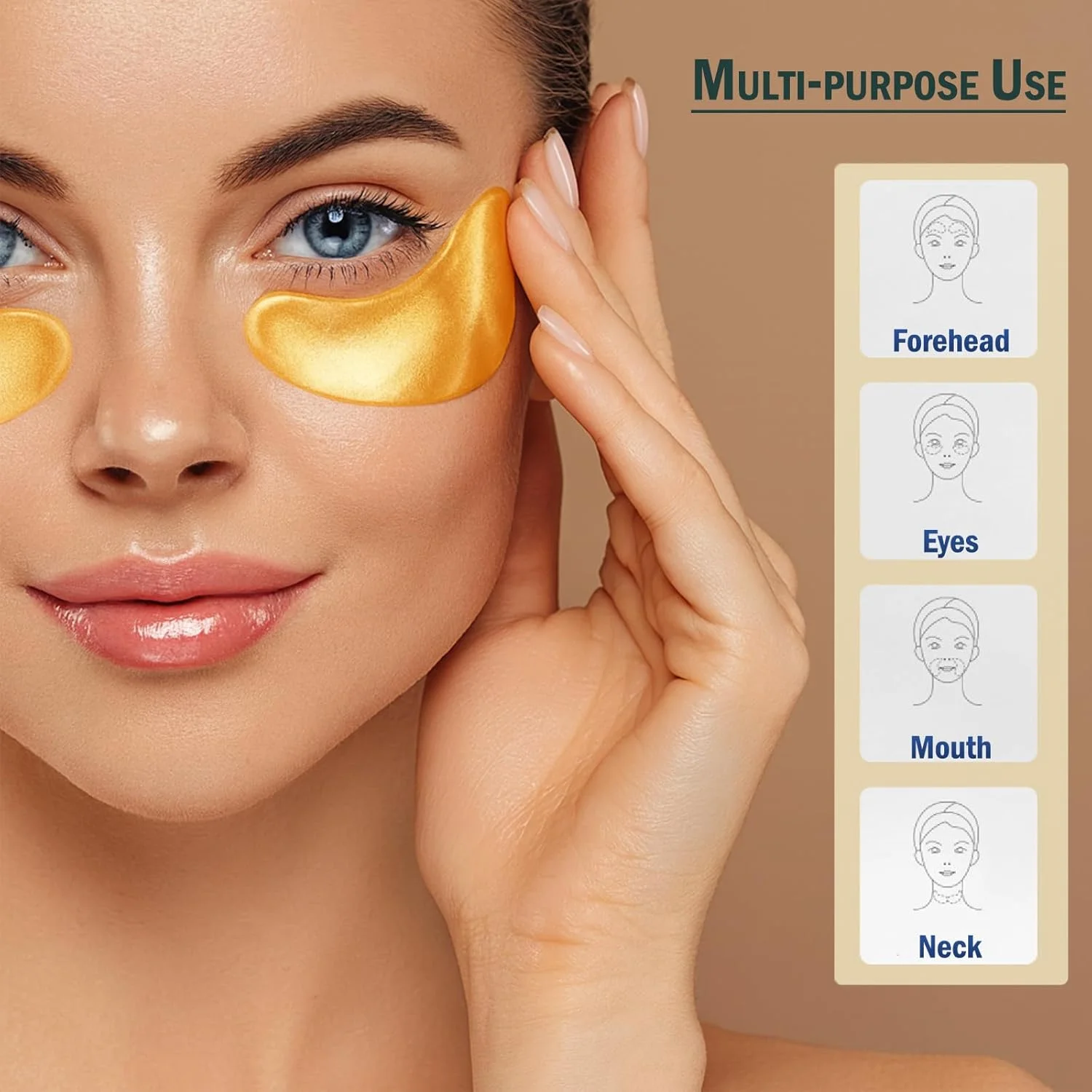 دو جفت ماسک زیر چشم سیلیکونی طلایی ممتاز - پدهای ژلی زیر چشم قابل استفاده مجدد، آبرسان و سفت کننده، کاهش پف و خطوط ریز، روشن کننده چشم های خسته، نرم و ضد حساسیت، ایمن برای پوست های حساس