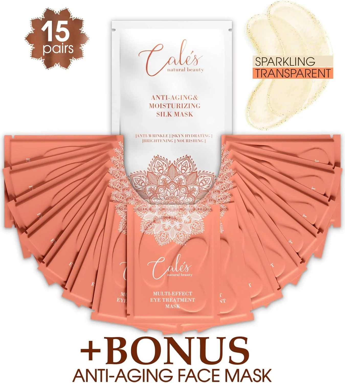 پد زیر چشم برای سیاهی دور چشم، ماسک چشم کلاژن برای پف زیر چشم با اسید هیالورونیک، پدهای زیر چشم برای چروک، ماسک های طلایی زیر چشم، درمان کیسه های زیر چشم برای مردان و زنان، بسته 15 عددی و هدیه از Cales