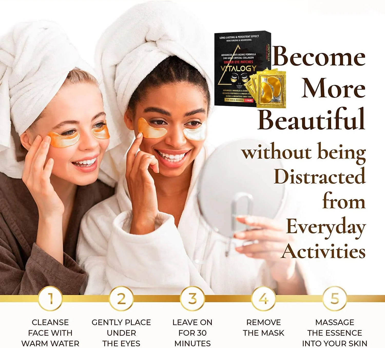 پد زیر چشم ویتالوژی برای سیاهی و چروک | ماسک ضد پیری طلای 24 عیار، پد برای پف و کیسه های زیر چشم | ماسک چشم کلاژن با عصاره های طبیعی و اسید هیالورونیک (بسته 10 جفتی) پد زیر چشم ویتالوژی برای سیاهی و چروک | ماسک ضد پیری طلای 24 عیار، پد برای پف و کیسه های زیر چشم | ماسک چشم کلاژن با عصاره های طبیعی و اسید هیالورونیک (بسته 10 جفتی)