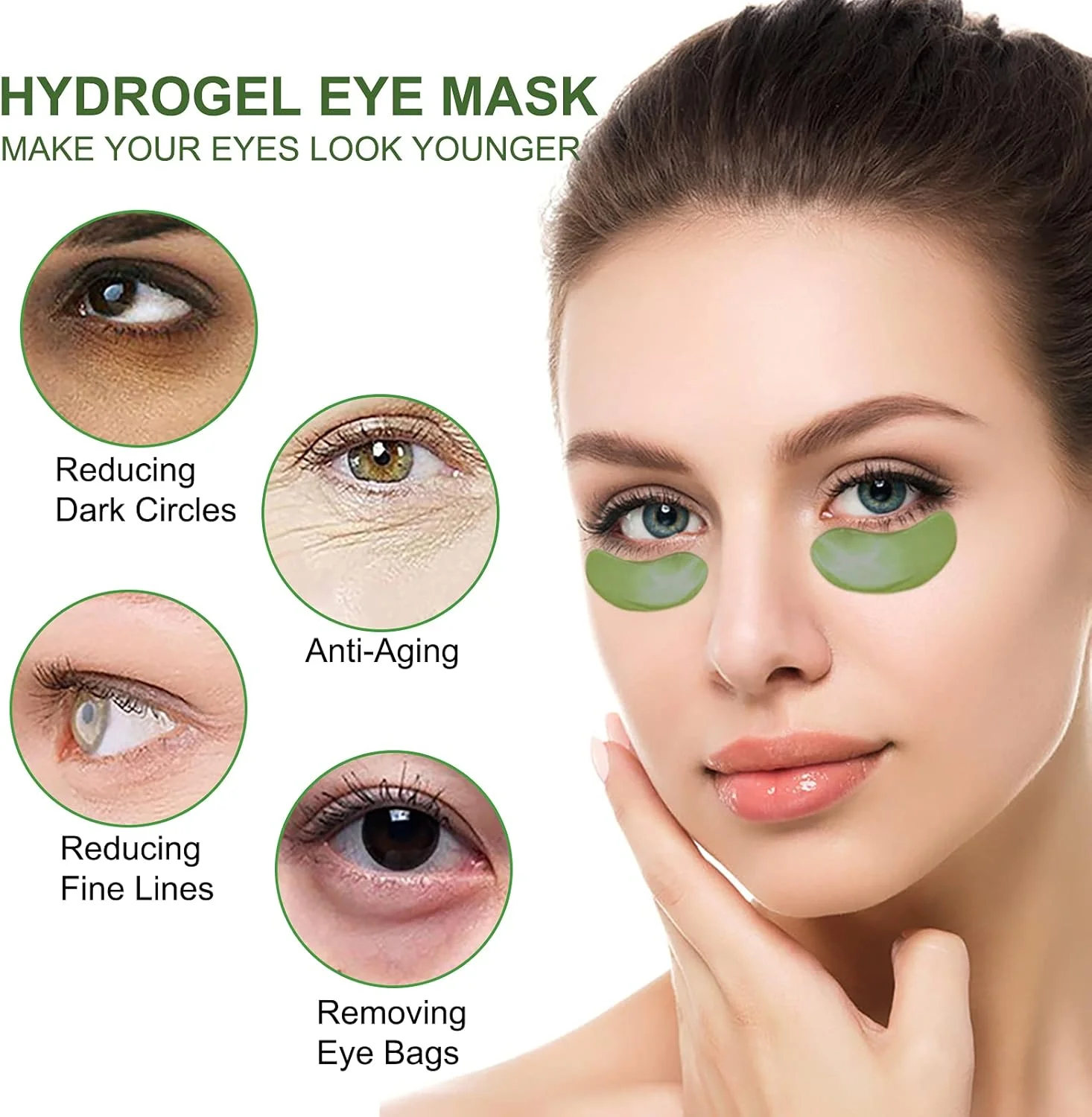 پد زیر چشم - 30 جفت، ماسک کلاژن برای تیرگی دور چشم، پف چشم، درمان چروک، پد آلوئه ورا برای رفع گودی زیر چشم حاوی اسید هیالورونیک و کلاژن، مرطوب کننده و ضد پیری