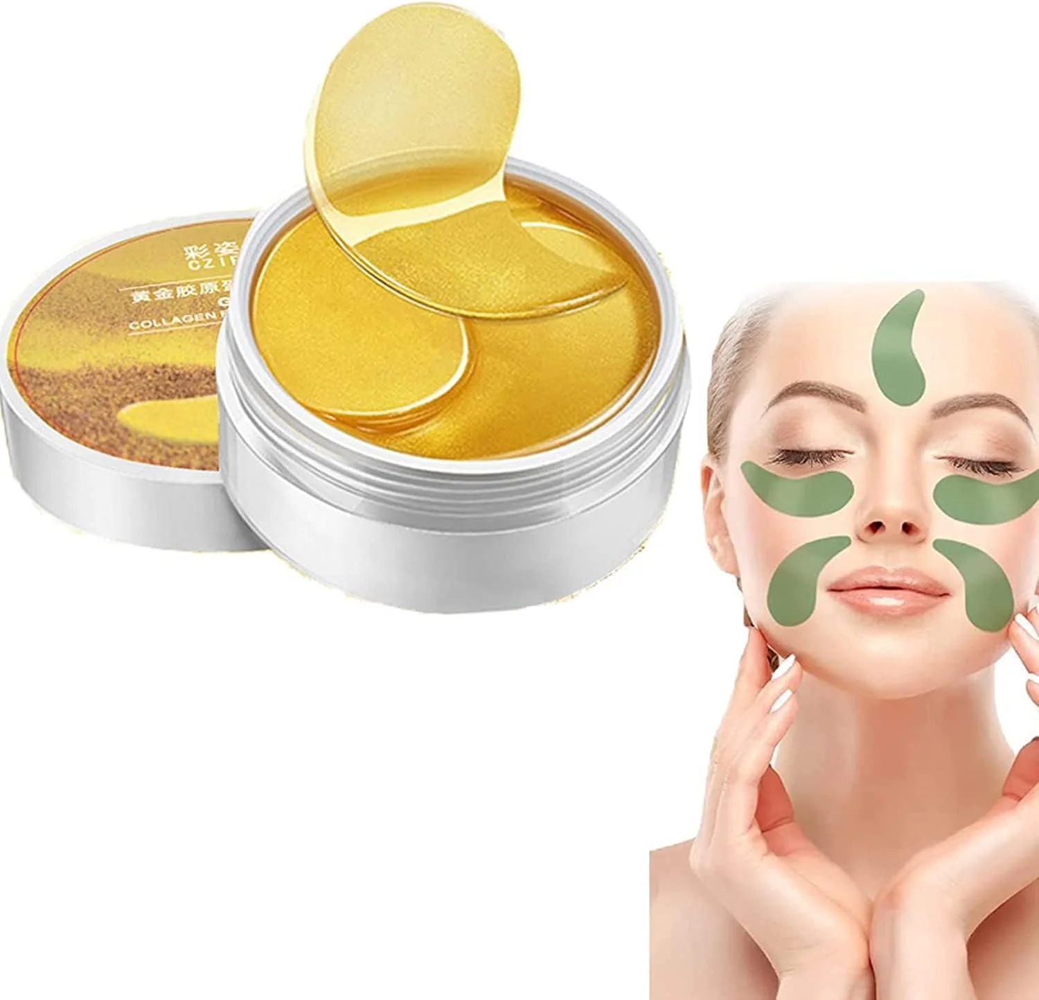 ماسک دور چشم جلبک دریایی سفت کننده 60 عددی، ماسک دور چشم کلاژن، پچ های آبرسان ضد چروک دور چشم، پچ های زیر چشم برای پف زیر چشم، کاهش چین و چروک زیر کیسه های چشم (B)