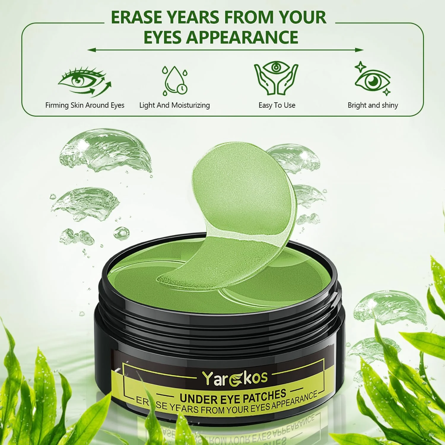 ماسک زیر چشم طلای سبز (60 عدد)، پدهای ژلی آبرسان کلاژن، کاهش پف، 30 جفت پچ زیر چشم برای درمان سیاهی و پف زیر چشم، چروک، محصول مراقبت از پوست شخصی زیبایی زنان و مردان