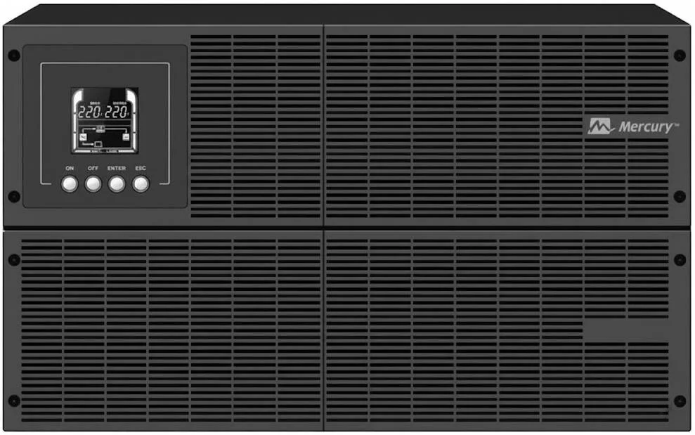 یو پی اس آنلاین مرکوری سری Pace مدل UP000545، ظرفیت 10000VA/10000W، ولتاژ ورودی نامی 220V/230V/240V، شکل موج خروجی سینوسی خالص، نوع باتری استاندارد 9AH | UP000545