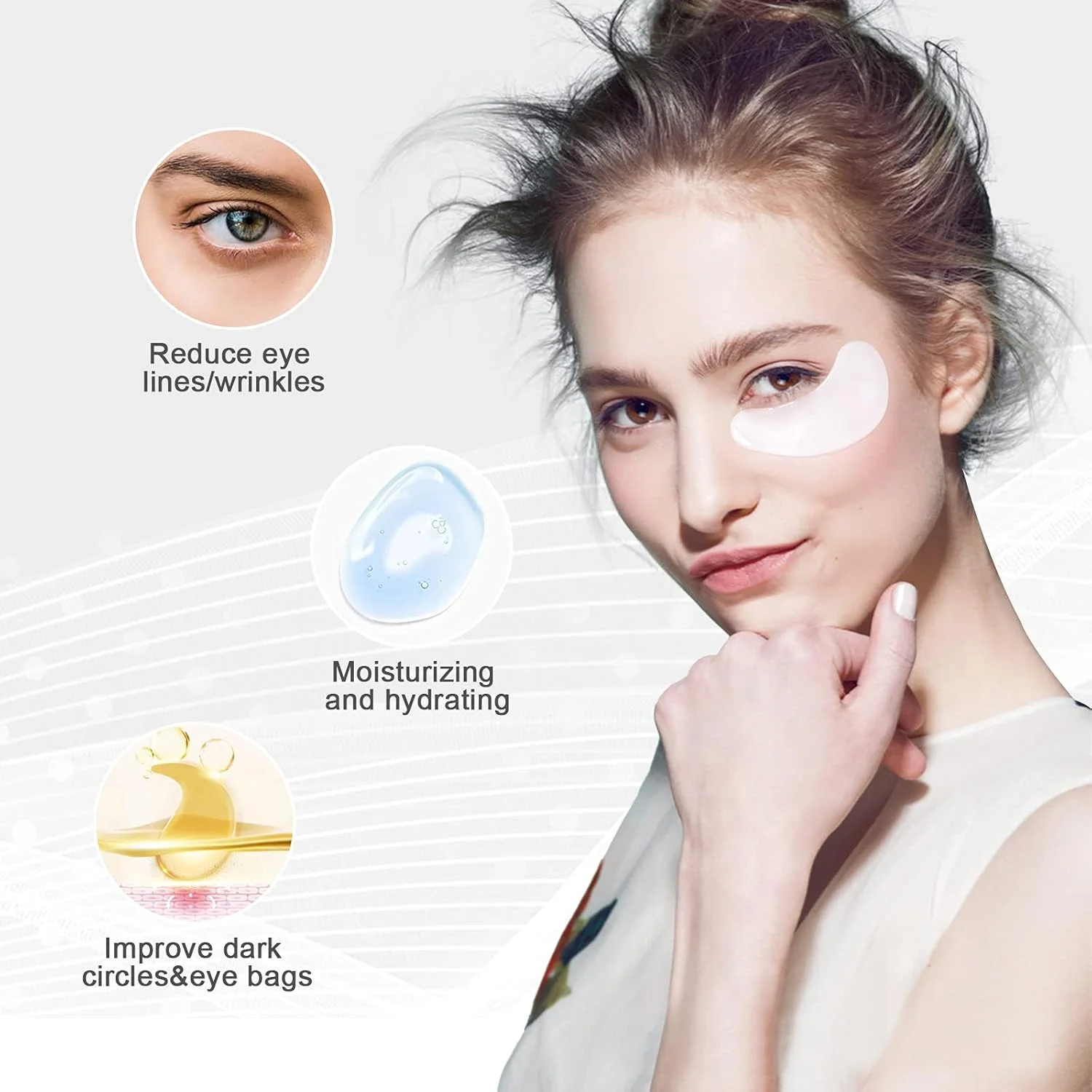 پرموتاری جوینست 30 جفت ماسک چشم کریستالی، پد زیر چشم ژلی سفید کلاژن برای مرطوب کردن و کاهش سیاهی، پف و چین و چروک زیر چشم برای زنان (سفید)