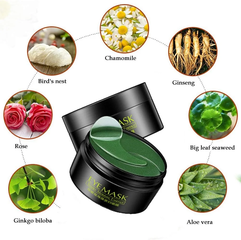 پدهای ژلی کلاژن دور چشم، پچ های زیر چشم چای سبز، ماسک سفت کننده چشم، 30 جفت کلاژن برای مرطوب کردن چشم، حلقه های تیره، چین و چروک، خطوط ریز، پف زیر چشم