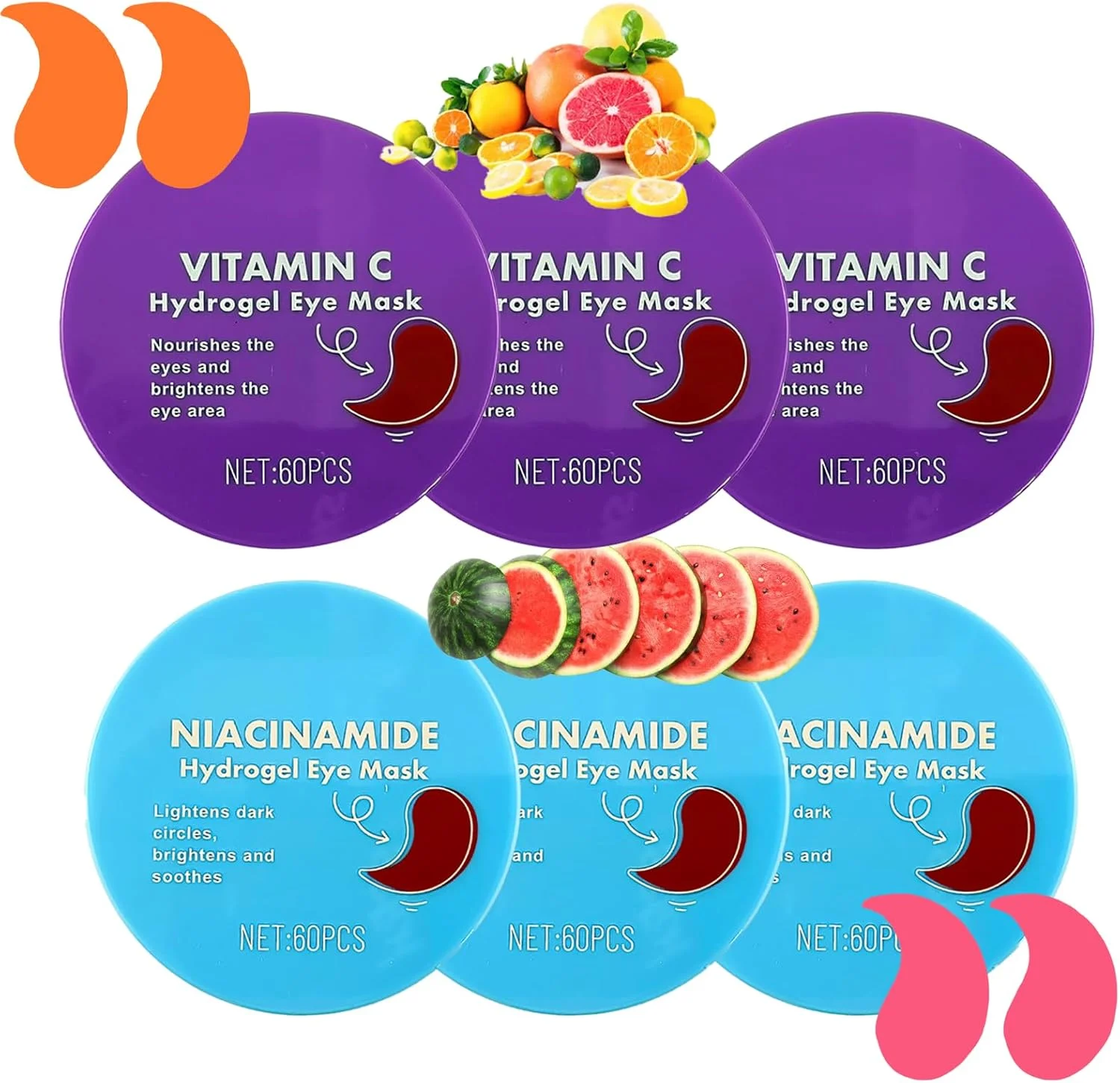 Elitzia هدایای کریسمس ۱۸۰ جفت پچ چشم، ست ماسک زیر چشم، ژل مرطوب کننده طبیعی، حلقه های تیره و پف، ضد پیری، آبرسان، کاهش چین و چروک، مراقبت از پوست چشم برای زنان و مردان