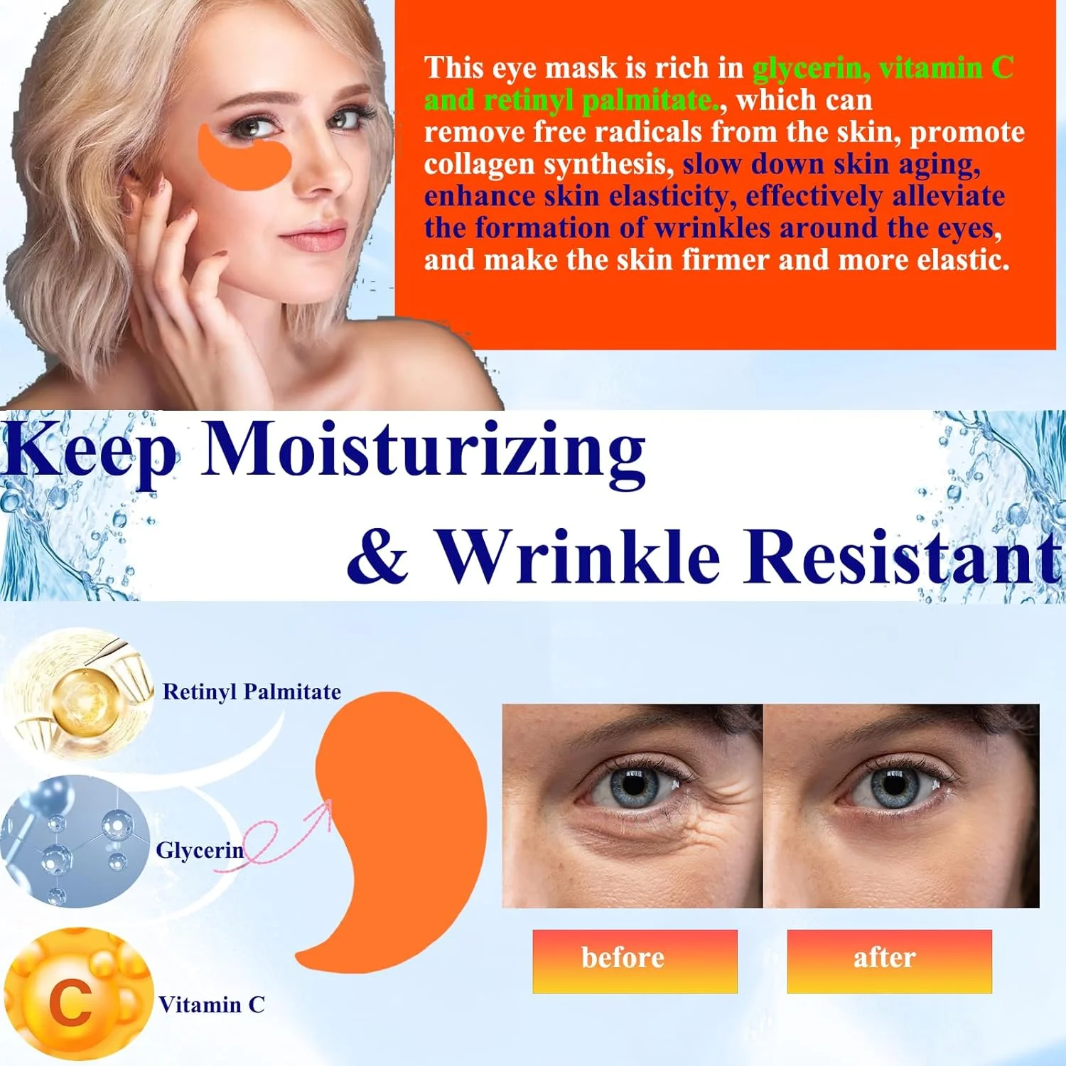 Elitzia هدایای کریسمس ۱۸۰ جفت پچ چشم، ست ماسک زیر چشم، ژل مرطوب کننده طبیعی، حلقه های تیره و پف، ضد پیری، آبرسان، کاهش چین و چروک، مراقبت از پوست چشم برای زنان و مردان