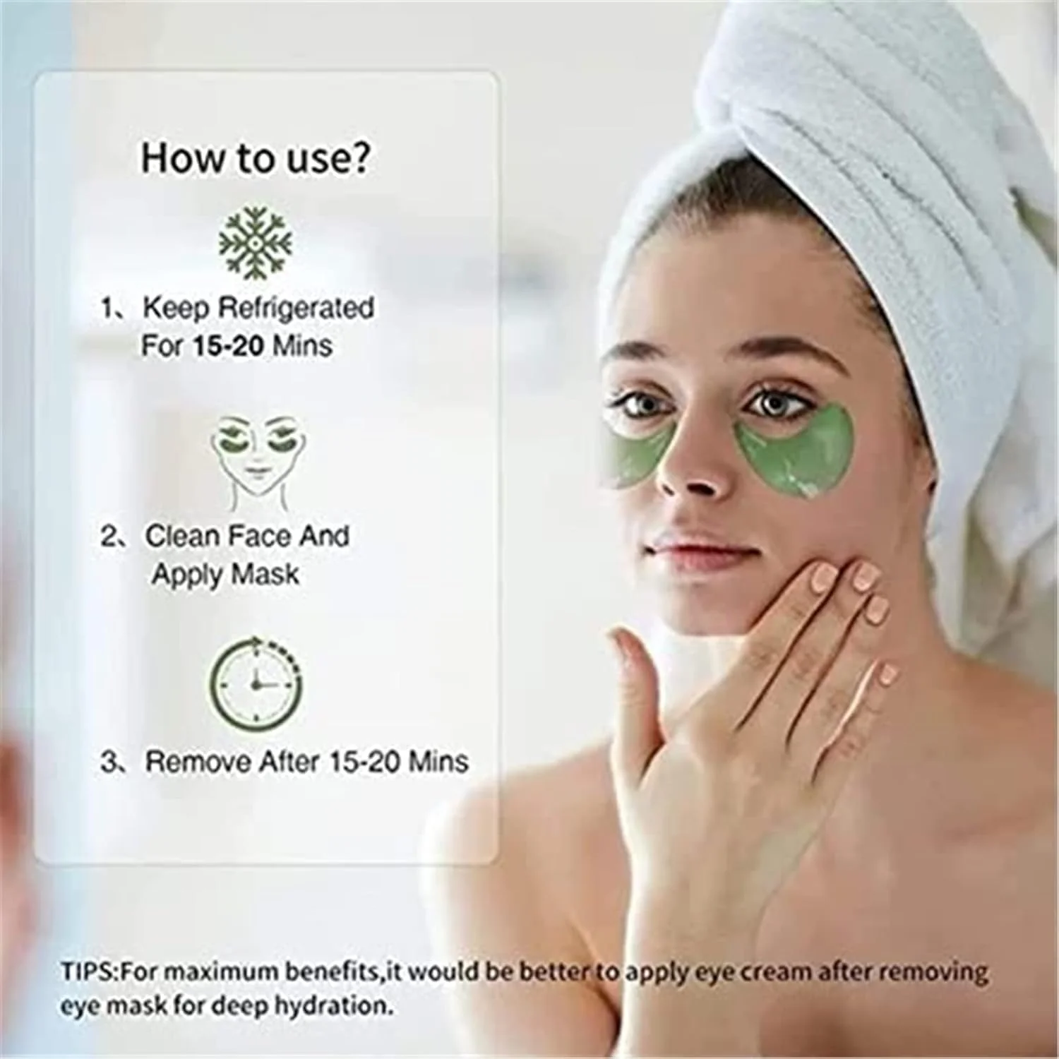 ماسک چشم جلبک دریایی، ماسک چشم کریستالی جلبک دریایی سبز، پدهای آبرسان ضد چروک چشم، کاهش پف زیر چشم برای حلقه های تیره و چروک (120 عدد)