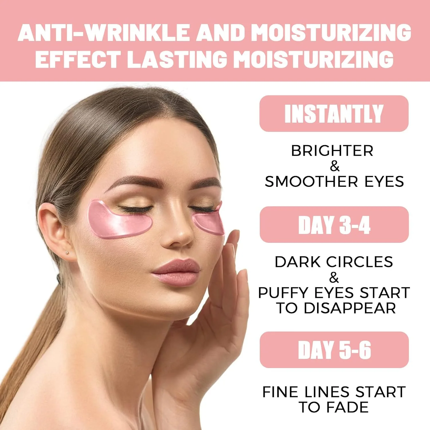 ماسک زیر چشم، ماسک چشم اسید هیالورونیک گل رز، درمان سیاهی دور چشم، ماسک زیر چشم برای پف زیر چشم، ضد پیری، ضد چروک و خطوط ریز، رفع تیرگی زیر چشم