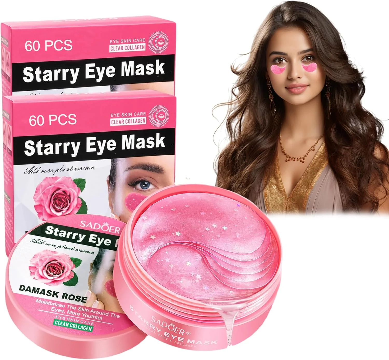 پچ های آبرسان کلاژن دور چشم 120 عددی، ماسک زیر چشم ضد پیری برای حلقه های تیره، درمان تسکین دهنده پوست با عصاره گل رز، پدهای کاهش پف، مناسب برای انواع پوست، 2 بسته پچ های آبرسان کلاژن دور چشم 120 عددی، ماسک زیر چشم ضد پیری برای حلقه های تیره، درمان تسکین دهنده پوست با عصاره گل رز، پدهای کاهش پف، مناسب برای انواع پوست، 2 بسته