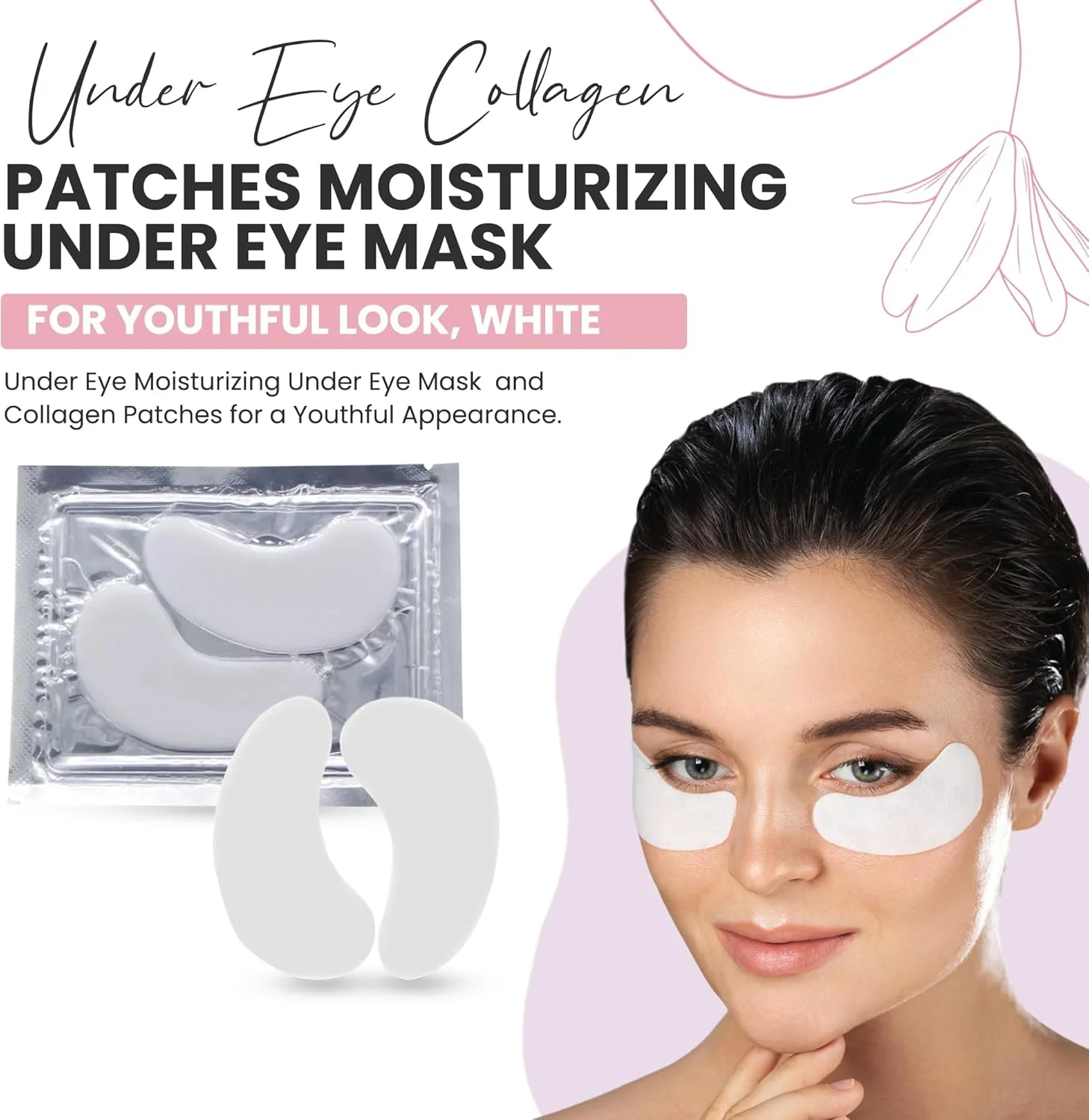 پدهای کلاژن زیر چشم Altatac، ماسک مرطوب کننده زیر چشم برای ظاهری جوان تر، سفید، 60 جفت