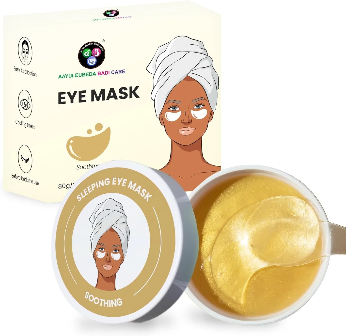 ماسک دور چشم طلایی ای بی سی بادی کر ایولیوبدا، ماسک زیر چشم و پچ های کلاژن دور چشم مناسب برای پف و سیاهی دور چشم (30 جفت)