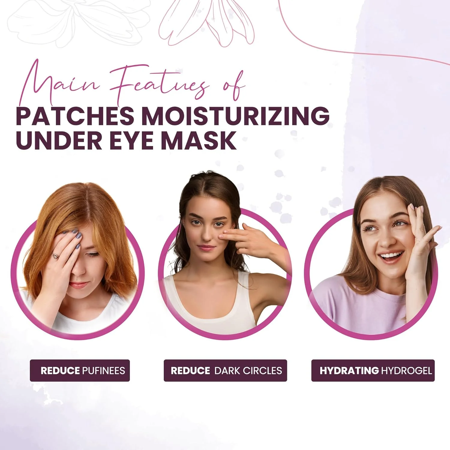 پدهای کلاژن زیر چشم Altatac، ماسک مرطوب کننده زیر چشم برای ظاهری جوان تر، سفید، 60 جفت