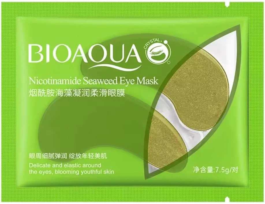 پچ ماسک زیر چشم جلبک دریایی نیاسینامید بایوآکوا - ماسک های چشم هیدروژل خنک کننده برای حلقه های تیره، پف و خطوط ریز، آبرسان، 5 جفت، سبز پچ ماسک زیر چشم جلبک دریایی نیاسینامید بایوآکوا - ماسک های چشم هیدروژل خنک کننده برای حلقه های تیره، پف و خطوط ریز، آبرسان، 5 جفت، سبز