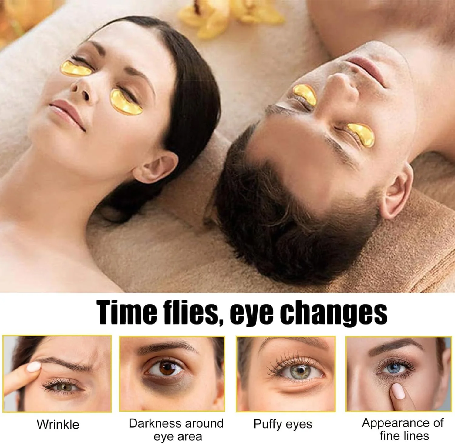 ماسک لب و ماسک چشم، پدهای چشم کلاژن کریستالی ژل طلای 24 عیار، پدهای کریستالی ماسک لب مرطوب کننده، پچ های زیر چشم برای پف چشم، حلقه های تیره، کیسه های چشم، چین و چروک و خطوط ریز