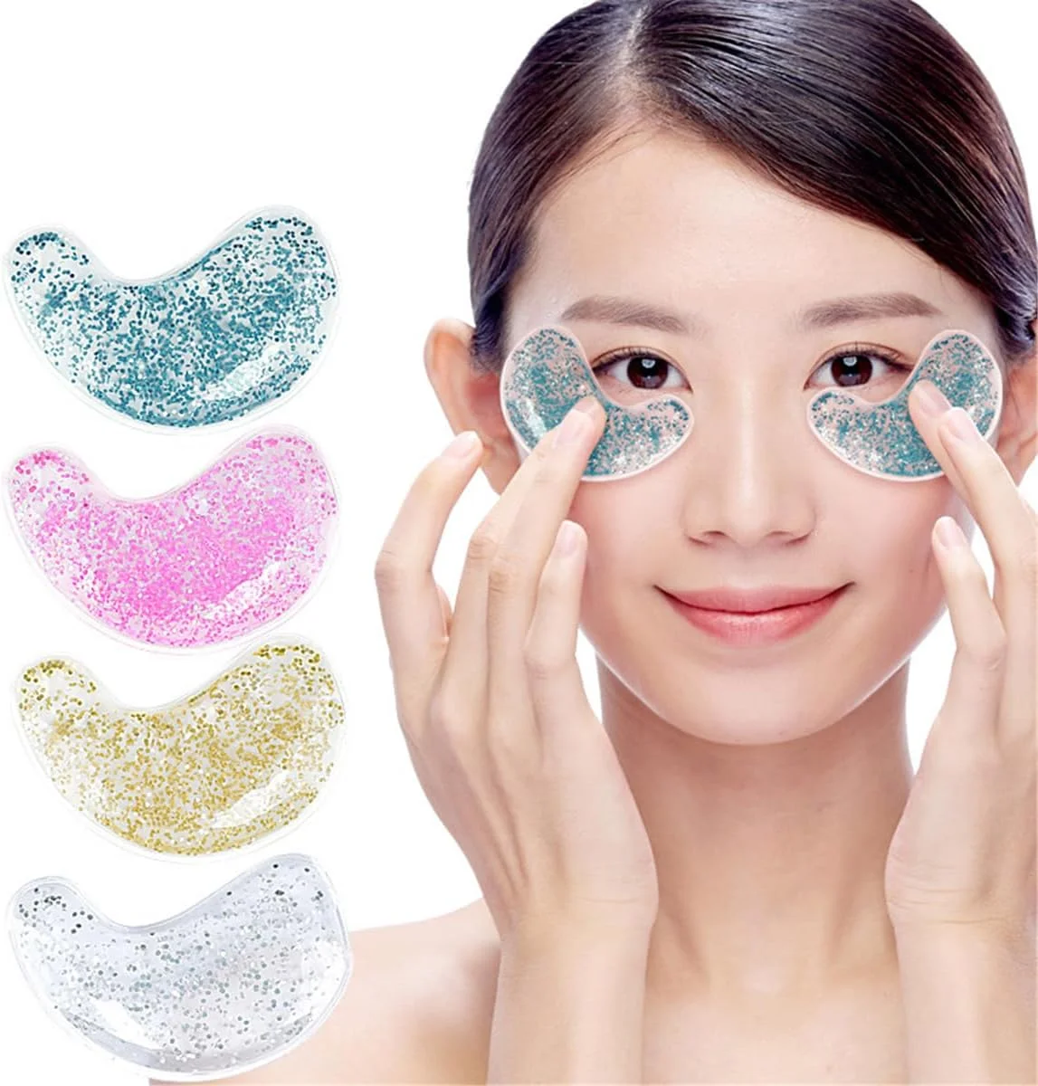 پدهای ژلی زیر چشم، 4 جفت پد خنک کننده ژلی قابل استفاده مجدد، پدهای کمپرس گرم و سرد، ماسک زیر چشم برای حلقه های تیره، پف کردگی چشم، کیسه های زیر چشم و رفع خستگی چشم