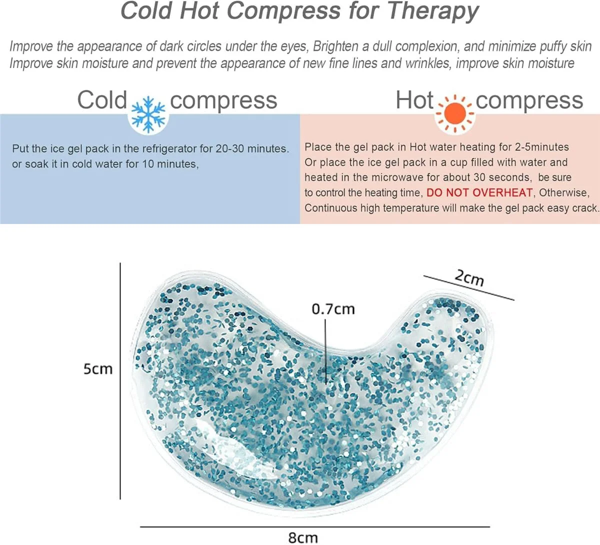 پدهای ژلی زیر چشم، 4 جفت پد خنک کننده ژلی قابل استفاده مجدد، پدهای کمپرس گرم و سرد، ماسک زیر چشم برای حلقه های تیره، پف کردگی چشم، کیسه های زیر چشم و رفع خستگی چشم