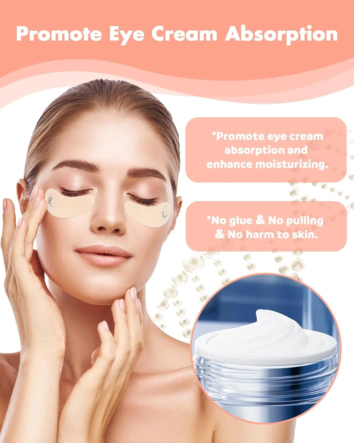 پدهای سیلیکونی زیر چشم - 2 جفت پد چشم قابل استفاده مجدد، پدهای ضد چروک چشم، ماسک زیر چشم قابل استفاده مجدد، پرکننده خطوط ریز، همراه با اپلیکاتور فلزی کرم دور چشم، جعبه حلبی، رنگ کرم