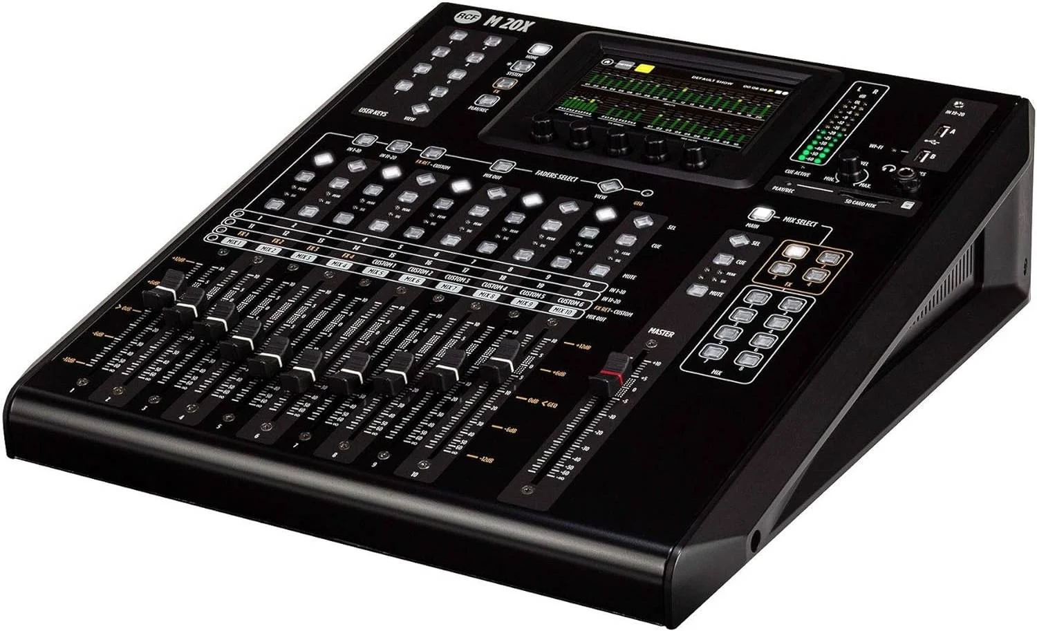میکسر دیجیتال 20 کاناله RCF M 20X با 11 فیدر موتوری، صفحه لمسی 5 اینچی، رابط صوتی USB 24x24، ضبط 20 ترک SD، DSP FX داخلی، کنترل از راه دور Wi-Fi برای اجرای زنده و استودیو | M20X میکسر دیجیتال 20 کاناله RCF M 20X با 11 فیدر موتوری، صفحه لمسی 5 اینچی، رابط صوتی USB 24x24، ضبط 20 ترک SD، DSP FX داخلی، کنترل از راه دور Wi-Fi برای اجرای زنده و استودیو | M20X