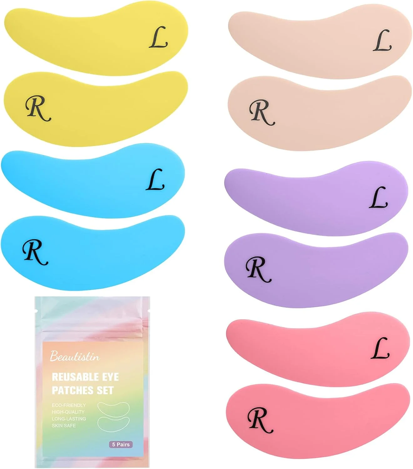 پدهای زیر چشم سیلیکونی - 5 جفت پد ضد چروک چشم قابل استفاده مجدد، ماسک زیر چشم قابل استفاده مجدد، پرکننده خطوط ریز و چروک