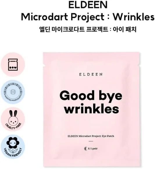 پد چشم ضد چروک Eldeen Good Bye Wrinkles - راه حل نهایی برای پوست شما، کاهش دهنده چروک، شفاف کننده، 1 جفت، بسته های 1، 4 و 8 عددی (بسته 2 عددی، 2 عدد)