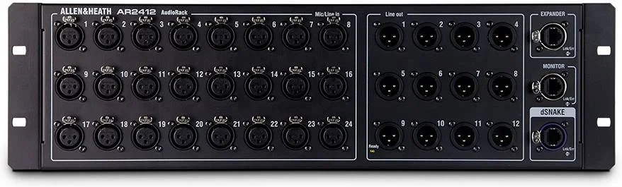 استیج رَک اصلی ریموت 24x12 الن اند هیث AR2412 برای میکسر های GLD و Qu، اتصال dSNAKE با پورت Ethercon قفل شونده، 24 ورودی XLR و 12 خروجی XLR، اتصال از طریق Cat5، مشکی | AR2412 استیج رَک اصلی ریموت 24x12 الن اند هیث AR2412 برای میکسر های GLD و Qu، اتصال dSNAKE با پورت Ethercon قفل شونده، 24 ورودی XLR و 12 خروجی XLR، اتصال از طریق Cat5، مشکی | AR2412