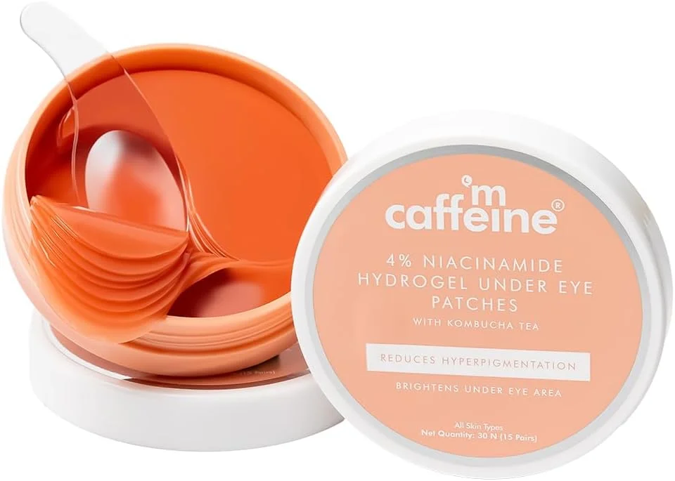 پچ سرم زیر چشم خنک کننده mCaffeine برای درخشندگی | کاهش رنگدانه با 4% نیاسینامید و چای کامبوچا | ماسک پچ زیر چشم | آبرسانی فوری، خنک کننده و کاهش پف - 15 جفت