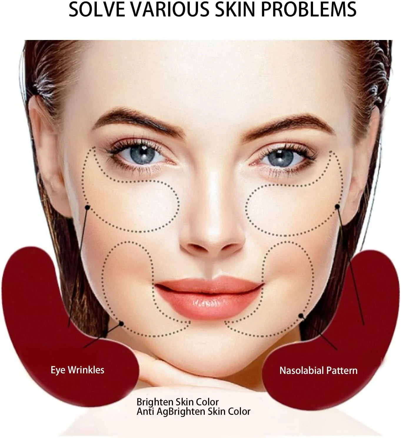 ماسک چشم ترمیم کننده جینسینگ قرمز 20 عددی، پچ های زیر چشم مغذی و مرطوب کننده، ماسک چشم برای سیاهی و پف