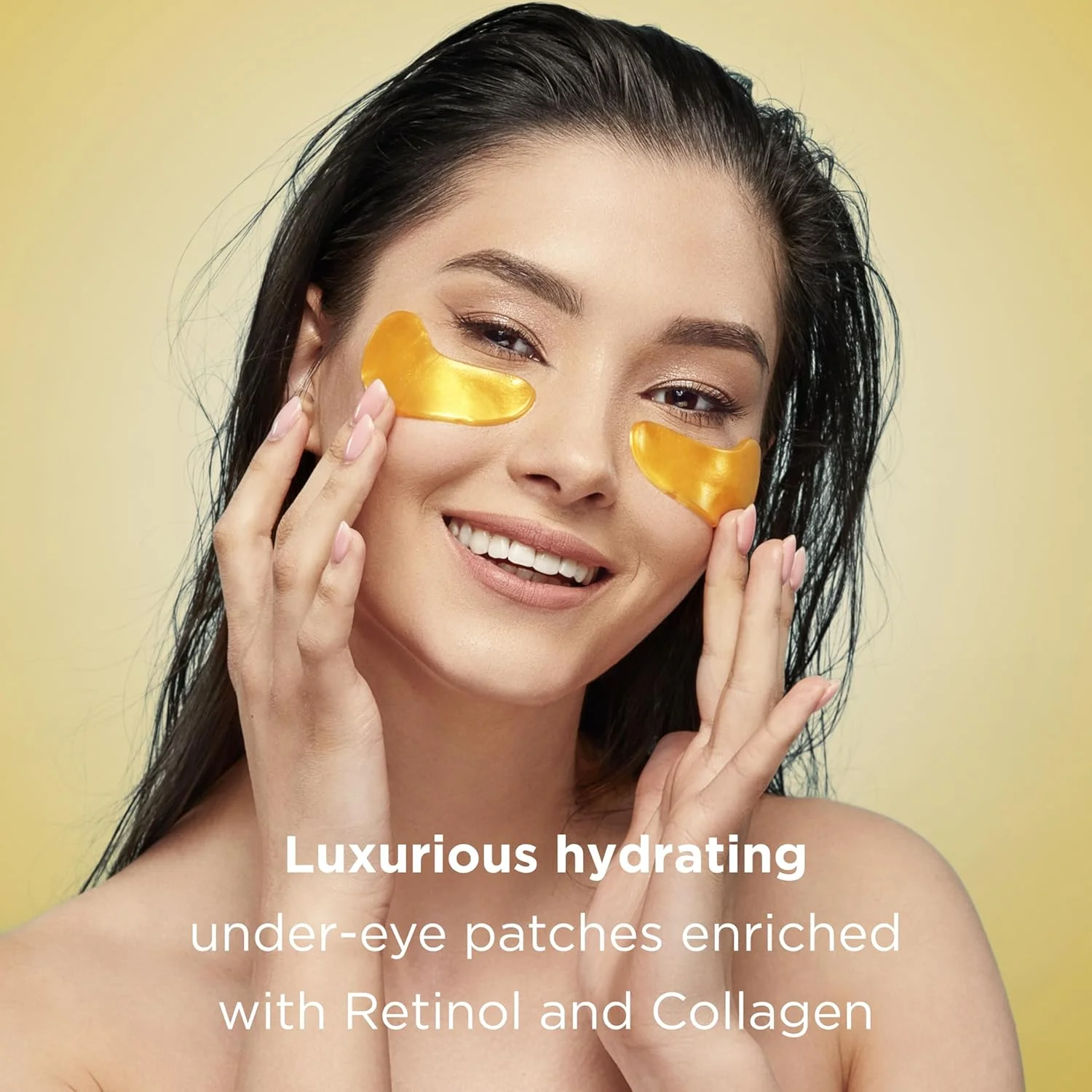 پچ زیر چشم طلایی MATKAS - رتینول خالص 0.05% + اسید هیالورونیک + کلاژن برای سیاهی دور چشم، چین و چروک و پف زیر چشم، درمان پف زیر چشم برای زنان، پدهای ژلی زیر چشم، پچ کیسه ای