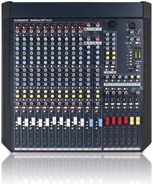 میکسر الن اند هیث WZ4 14:4:2 Mix Wizard با 10 ورودی کانال، 10 ورودی میکروفون/لاین با جک XLR/TRS، فیدرهای 100 میلیمتری، میکروفون Talkback XLR با تریم، فانتوم پاور 48+ ولت، LEDهای سیگنال و پیک | W4-1442 میکسر الن اند هیث WZ4 14:4:2 Mix Wizard با 10 ورودی کانال، 10 ورودی میکروفون/لاین با جک XLR/TRS، فیدرهای 100 میلیمتری، میکروفون Talkback XLR با تریم، فانتوم پاور 48+ ولت، LEDهای سیگنال و پیک | W4-1442
